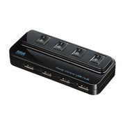 USB-HSL415BK�@�T�����T�v���C �ʃX�C�b�`�t��4�|�[�gUSB2.0�n�u�@�u���b�N
