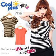 【UVカット対策★CoolPLUS】仲村美香着用★シンプルUネックTシャツ◆410393