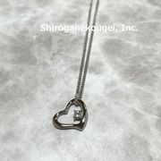 【日本製】オープンハートシルバーペンダント【高品質クリスタル使用】/P-006