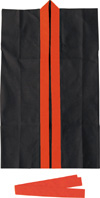 【ATC】ロングハッピ不織布黒(赤襟)幼児～小学校低学年用(ハチマキ付) 1553