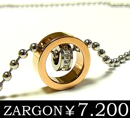【ZARGON】ザルゴンダイヤモンドCZステンレスネックレス/ピンクゴールド/ステンレスアクセサリー