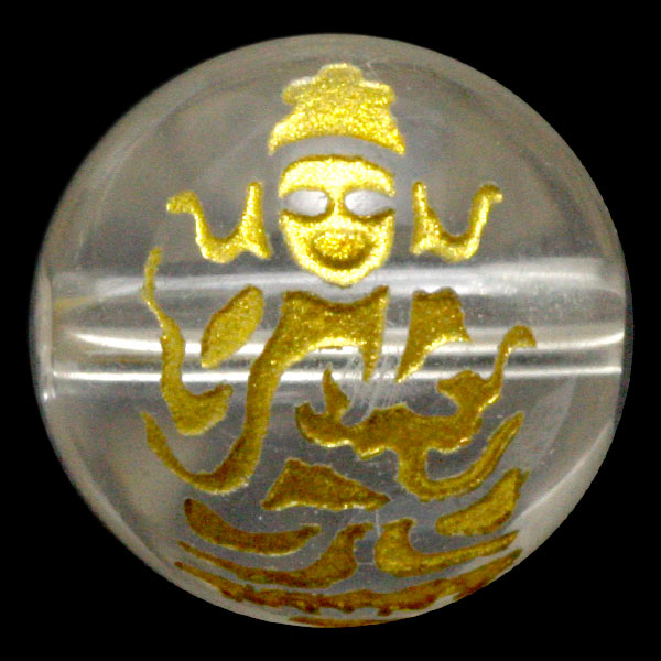 【彫刻ビーズ】水晶 10mm (金彫り) 八大観音「阿弥陀如来」