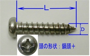 FJK 鍋頭ステンレスタッピングビス（鉄板木ネジ）セット3(D)×12(L)mm(18本入)