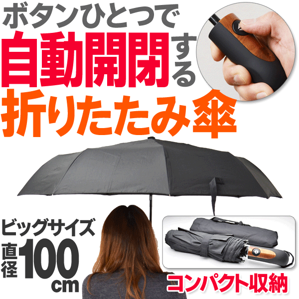 ワンプッシュでパッと開閉 頑丈な耐風仕様 100cmビッグサイズ 売れ筋 ...