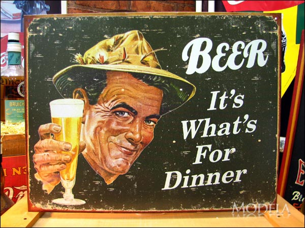 アメリカンブリキ看板 ディナーにはビール