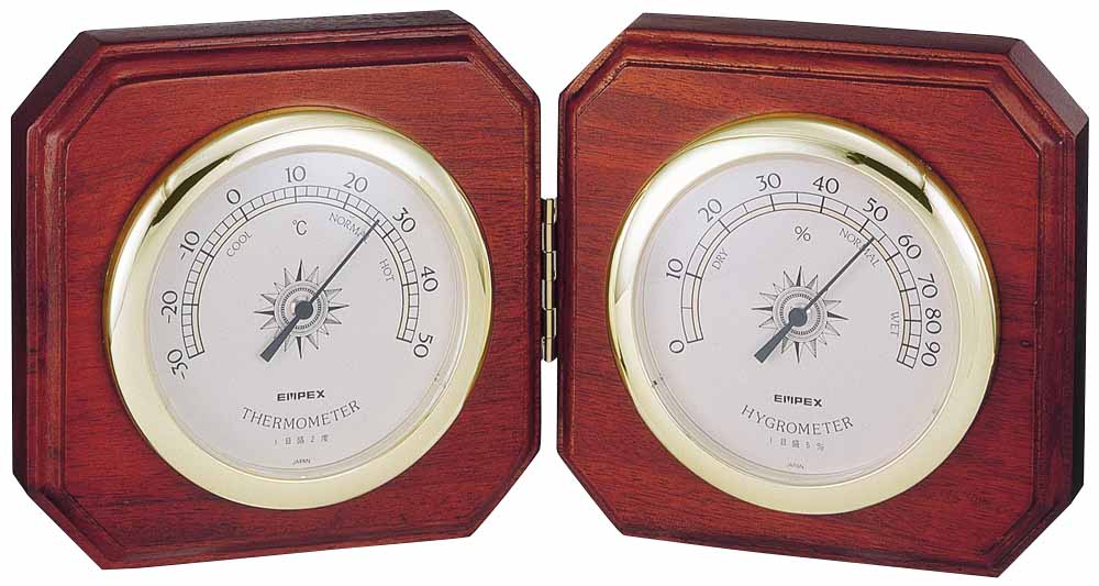 《ギフトにも最適》【日本製天然木温湿度計】インペリアル温度・湿度計