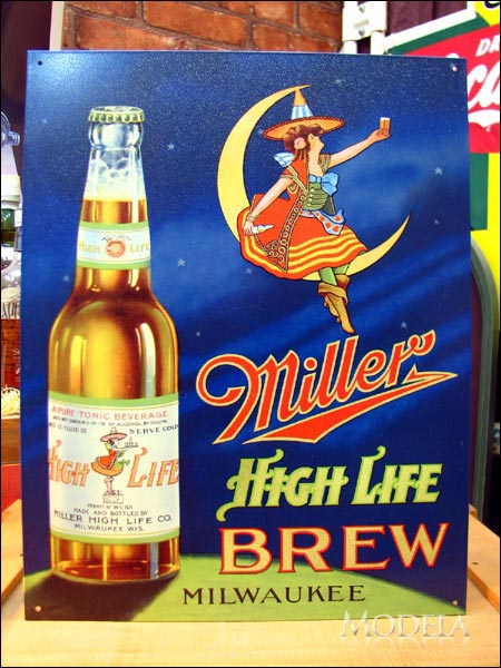 アメリカンブリキ看板 ミラービール -High Life Brew-