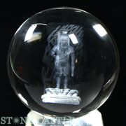 【彫刻置物】丸玉 人工水晶 約50mm (レーザー彫刻) 不動明王
