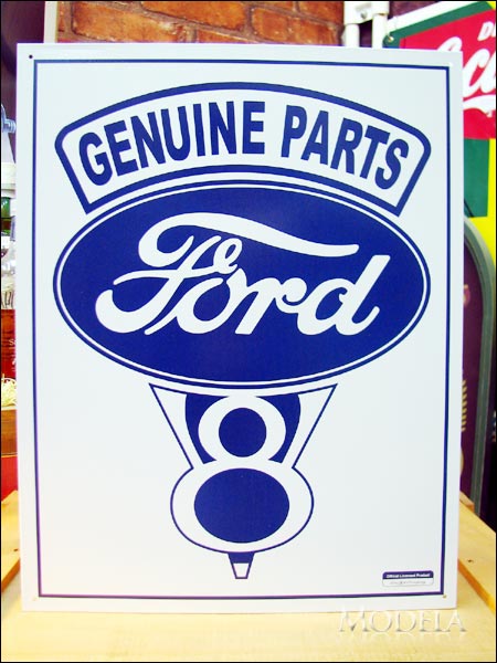 アメリカンブリキ看板 フォード・ロゴ -Genuine V8-
