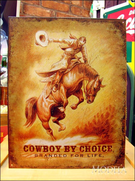 アメリカンブリキ看板 Cowboy by choice 性悪な馬