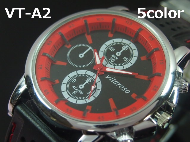 VITAROSOメンズ腕時計　ラバーウォッチ　日本製ムーブメント　クロノデザイン