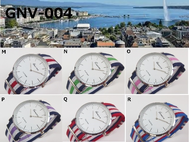 ★日本製ムーブ★　GENEVAユニセックス腕時計　NATOナイロンベルト　リボンカラー　５本ライン