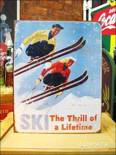 アメリカンブリキ看板 スキーでスリルのある人生