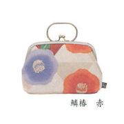 【ご紹介します！安心の日本製！ほっこりかわいいバッグ！ぺったんこ口金ポーチ】鱗椿　赤