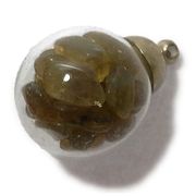 天然石チップ（さざれ/小石）瓶チャーム 丸型瓶パーツ/ラッキーチップ (S:12mm) ラブラドライト