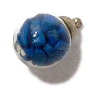 天然石チップ（さざれ/小石）瓶チャーム 丸型瓶パーツ/ラッキーチップ (S:12mm) ターコイズ染青