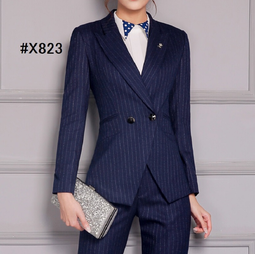 美品⭐️RU丸井、スーツ上下、濃紺色ストライブ柄、大きなサイズ21号(6L)w85 1N9C62-21] ダブルスーツ ビジネス 紺 チョーク ストライプ