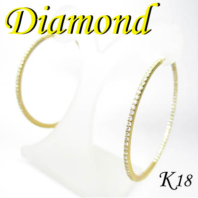 5-1601-08020 RTD  ◆  K18 イエローゴールド ダイヤモンド  デザイン フープ ピアス