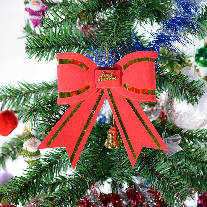 クリスマスオーナメント大きなリボン /きらきらグリッター 赤いりぼん 飾り ツリー 装飾 インテリア