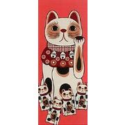 【ご紹介します！安心の日本製！人気の手ぬぐい！福まねき猫シリーズ　～最新作！！～　】招き猫　赤