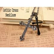 ダブルブラックゴシッククロスネックレス・十字架
