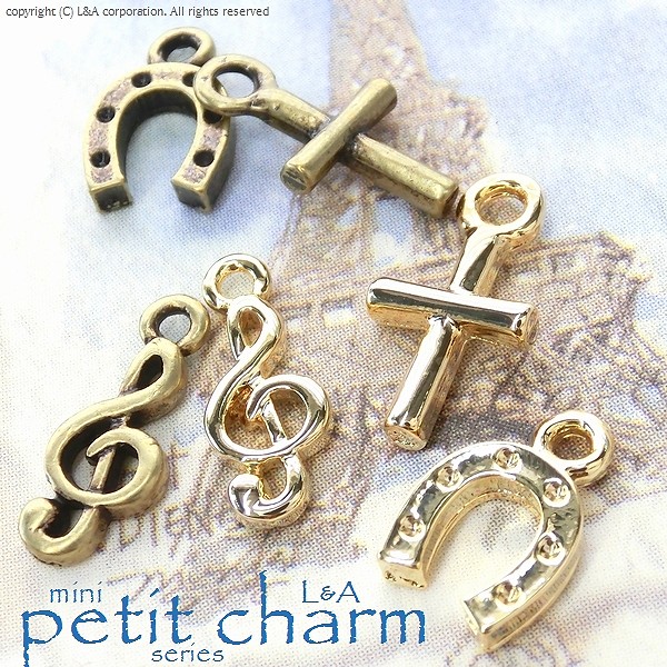 ★L&A Original charm★K16GP&金古美★かわいいチャーム♪クロス♪音符♪馬蹄♪127 “petit charm”