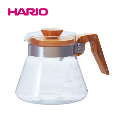 「公式」耐熱ガラスのコーヒーサーバーオリーブウッド 600ml VCWN-60-OV  HARIO（ハリオ）