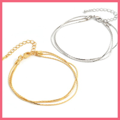3連デザインチェーンブレスレット