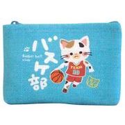 【ご紹介します！安心の日本製！可愛い猫柄！裏面は総柄。部活猫　F付カードケース】バスケ部