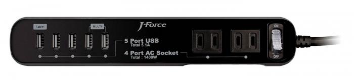 世界平和シリーズ 電源タップ付USB充電器 5×4