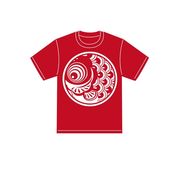 Tシャツ 丸鯉白print 赤地 120 178906