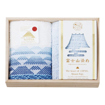 （在庫限り）富士山染め 木箱入タオルセット FJK4810