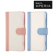 Xperia　XZ2 Compact 手帳型ケース ノーブル-ブルー-ホワイト