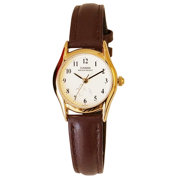 CASIO腕時計 ペンギン アナログ表示 丸形 革ベルト LTP-1094Q-7B6 チプカシ レディース腕時計