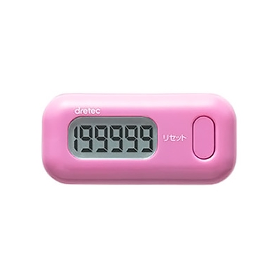 歩数計 3D加速度センサー式 最小1歩～最大199999歩 ピンク