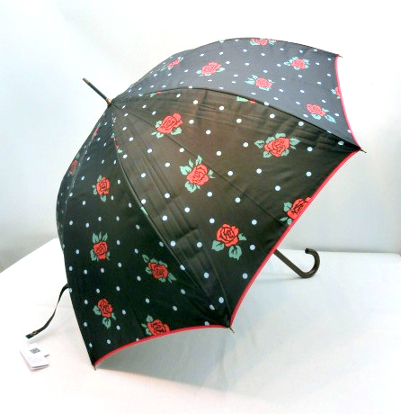 【晴雨兼用】【長傘】UVカット率99％！ポルカローズ柄大寸晴雨兼用ジャンプ傘