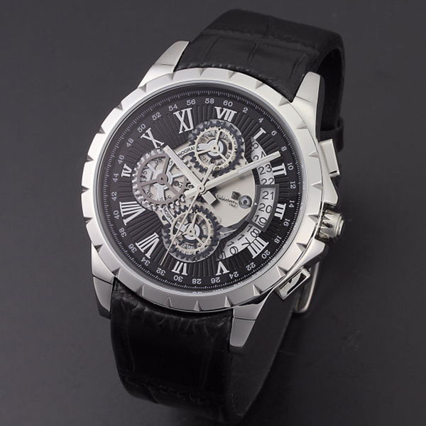 正規品SalvatoreMarra腕時計サルバトーレマーラ SM13119S-SSBK クロノグラフ 革ベルト メンズ腕時計