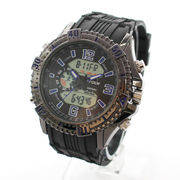 アナデジ HPFS1702-BKBL2 アナログ&デジタル クロノグラフ 防水 ダイバーズウォッチ風メンズ腕時計