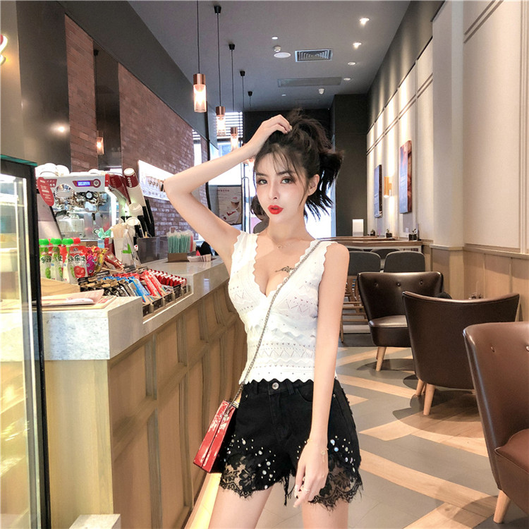 春先行即納sale 今季トレンド 韓国ファッション セクシー ワイルド レース デニムショートパンツ アパレル オープンブリッジ 合同会社 問屋 仕入れ 卸 卸売の専門 仕入れならnetsea