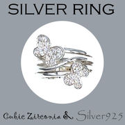 リング-10 / 1-2353 ◆ Silver925 シルバー デザイン リング 蝶々 CZ