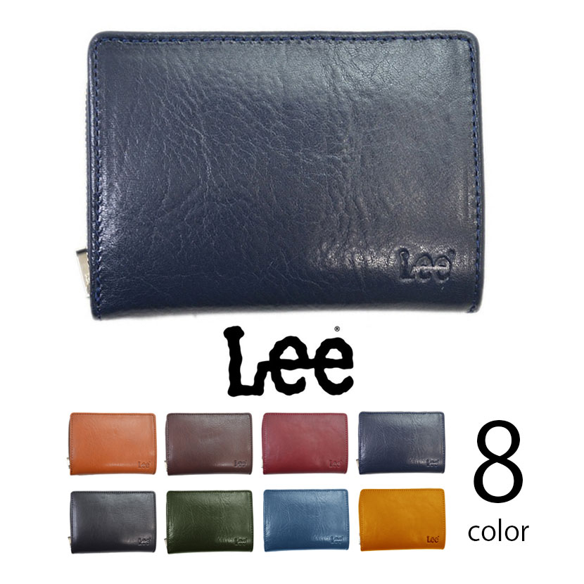 【全8色】  Lee リー 高級イタリアンレザー ラウンドファスナー ジップ 二つ折り財布 ウォレット