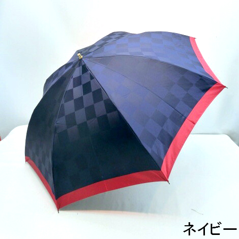 日本製】【折りたたみ傘】甲州産先染め朱子格子市松柄2段式日本製折畳
