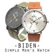 【BIDEN バイデン】日本製ムーブメント 日常生活防水 3色の矢印針 革風ベルト BD009 メンズ腕時計