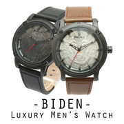 【BIDEN バイデン】セイコームーブメント 日常生活防水 文字盤が狼 ロックなデザイン BD008 メンズ腕時計