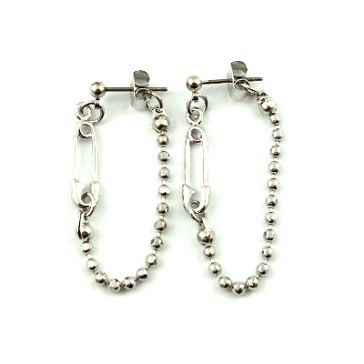 ボールチェーンコネクションチャームピアス セーフティーピン 安全ピン ロック ユニセックス パンク ファッション雑貨 フィフジェム 問屋 仕入れ 卸 卸売の専門 仕入れならnetsea