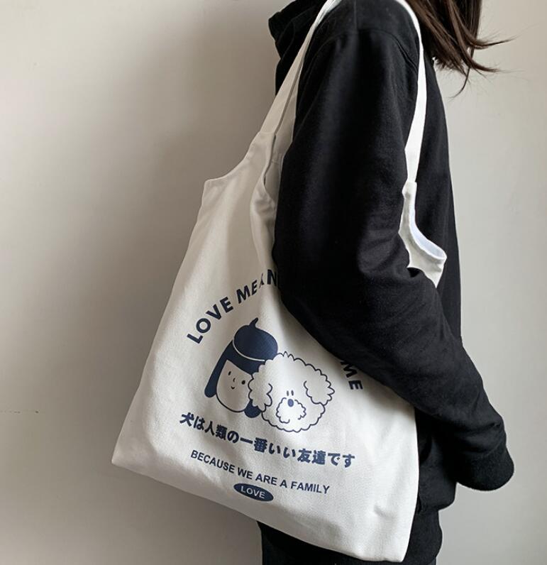 新作 トートバッグ 犬 カワイイ シンプル 帆布 ショルダーバッグ 韓国 ファッション ファッション雑貨 春栄 株式会社 問屋 仕入れ 卸 卸売の専門 仕入れならnetsea