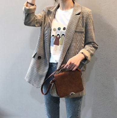 韓国ファッション グレンチェックジャケット