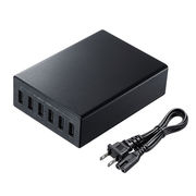 サンワサプライ USB充電器(6ポート・合計12A・ブラック) ACA-IP67BK