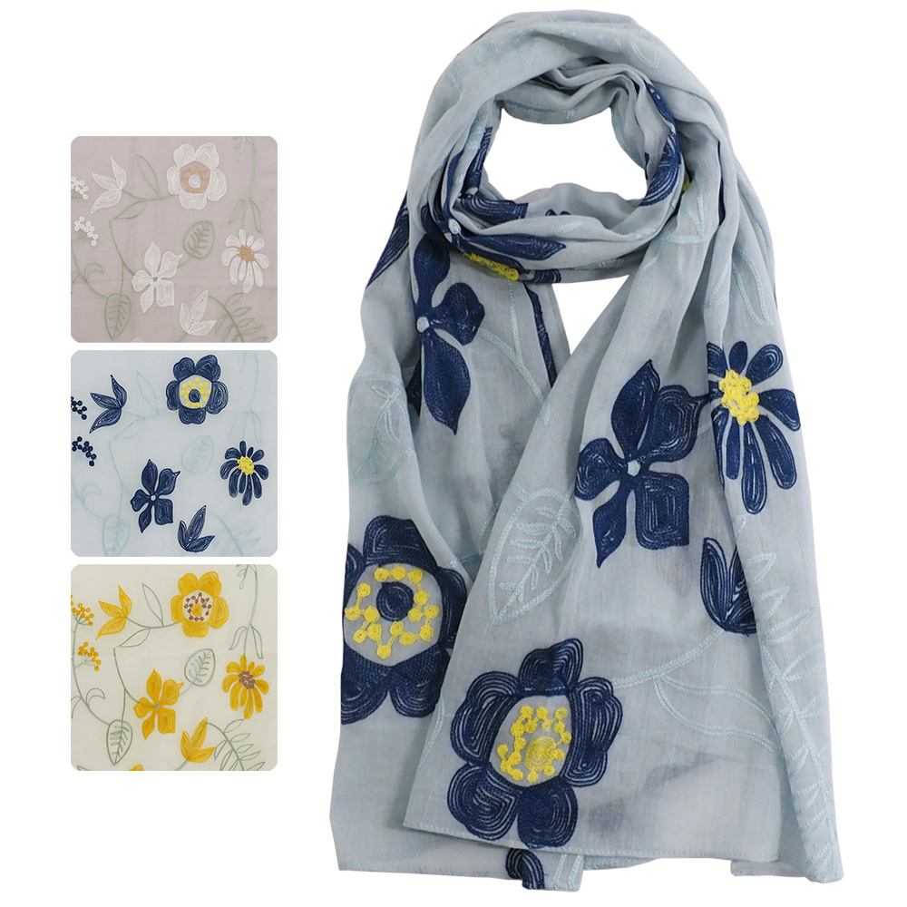 新作 春夏ストール 花柄 刺繍 ストール ファッション雑貨 株式会社ソレイユ 問屋 仕入れ 卸 卸売の専門 仕入れならnetsea