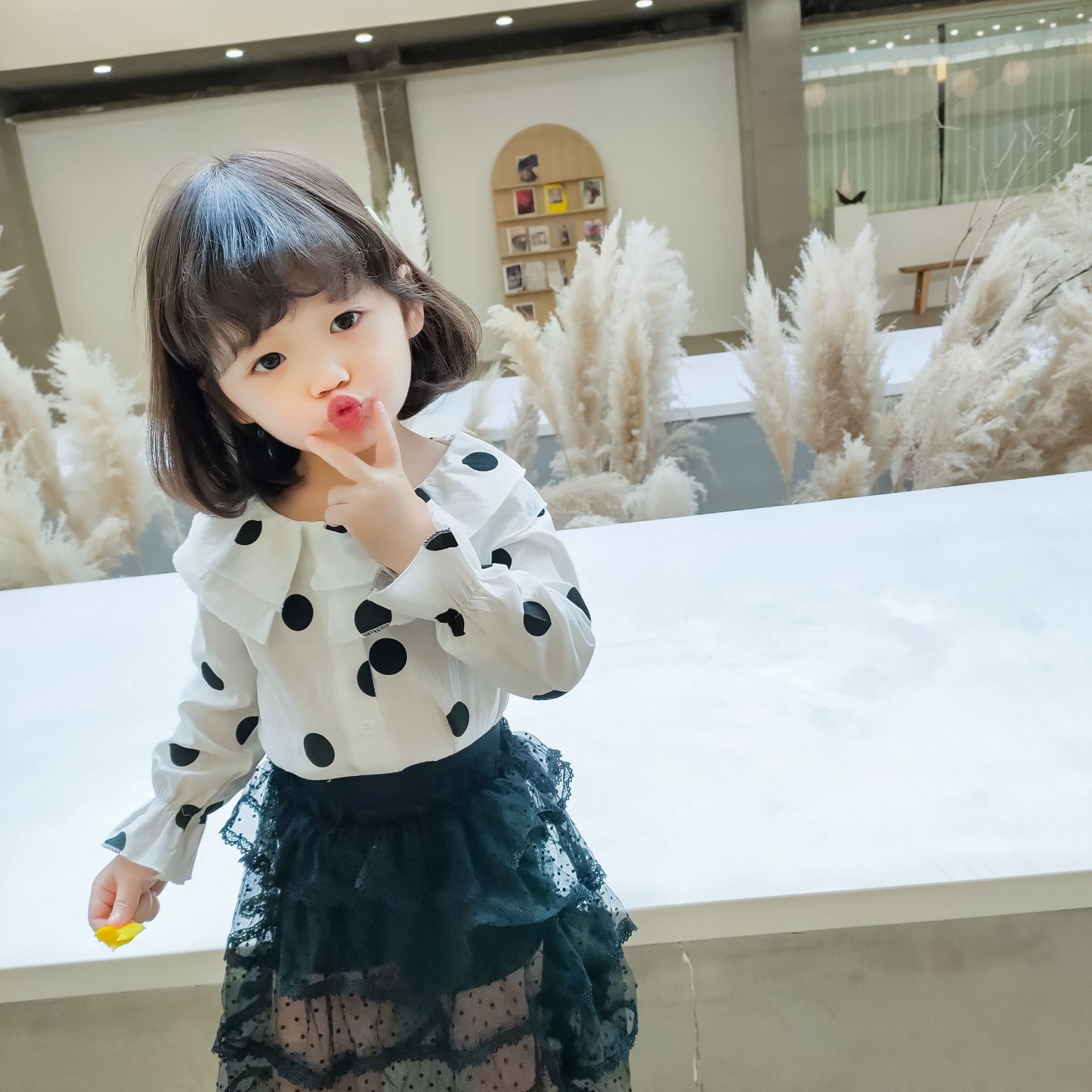 2020新作 韓国風 子供服 女の子 可愛いキッズ ドット柄 フリル